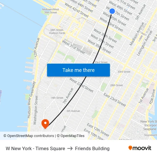W New York - Times Square to Friends Building map