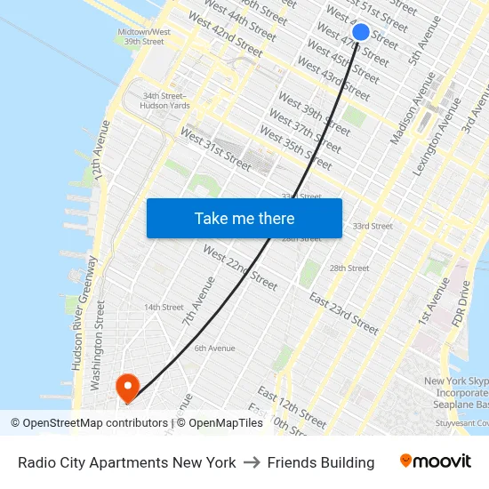 Radio City Apartments New York to Friends Building map