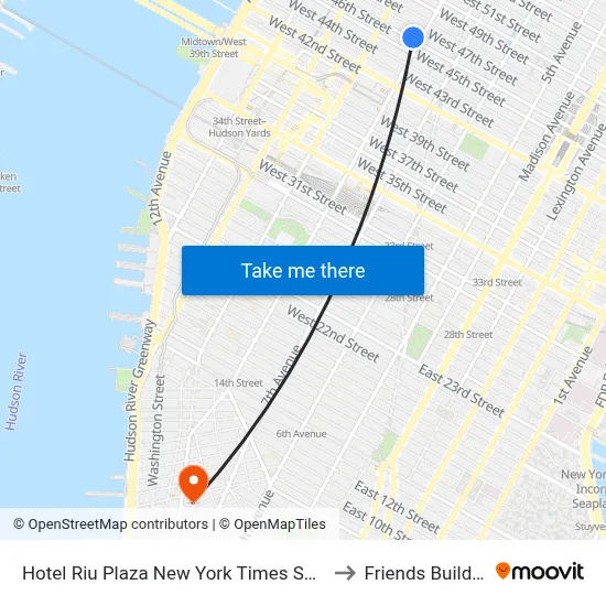 Hotel Riu Plaza New York Times Square to Friends Building map