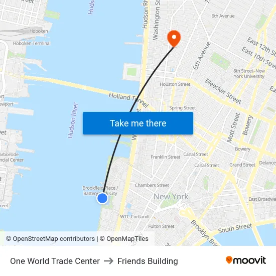 One World Trade Center to Friends Building map