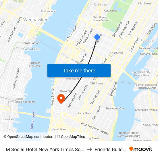 M Social Hotel New York Times Square to Friends Building map