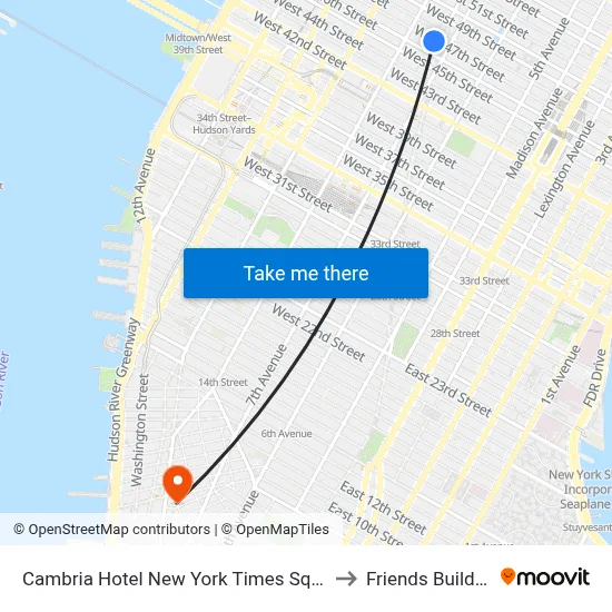 Cambria Hotel New York Times Square to Friends Building map