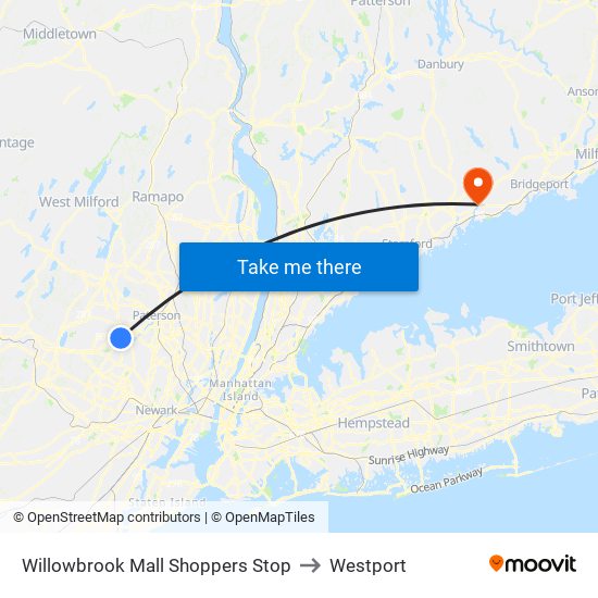 Willowbrook Mall Shoppers Stop to Westport map