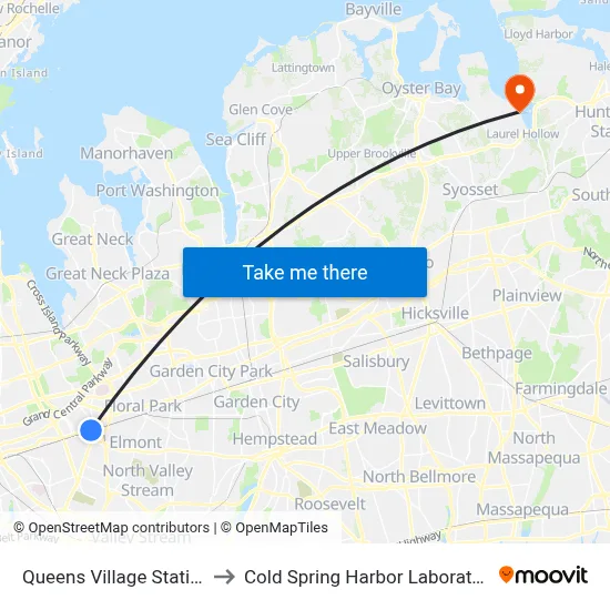 Queens Village Station to Cold Spring Harbor Laboratory map