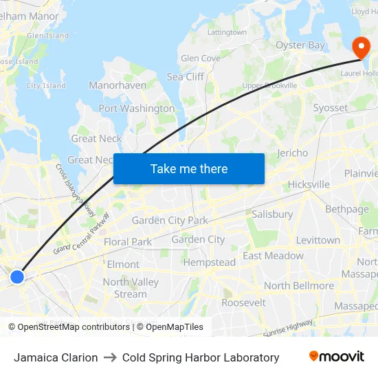 Jamaica Clarion, 138-05 Jamaica Ave to Cold Spring Harbor Laboratory map