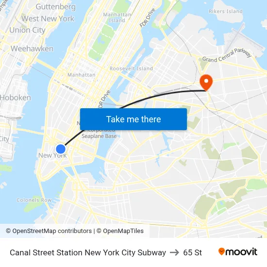 Canal Street Station New York City Subway to 65 St map
