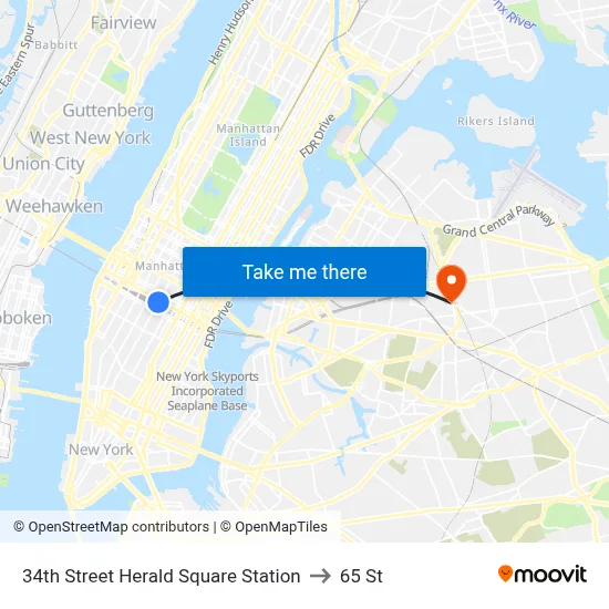 34th Street Herald Square Station to 65 St map