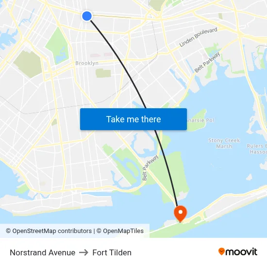 Norstrand Avenue to Fort Tilden map