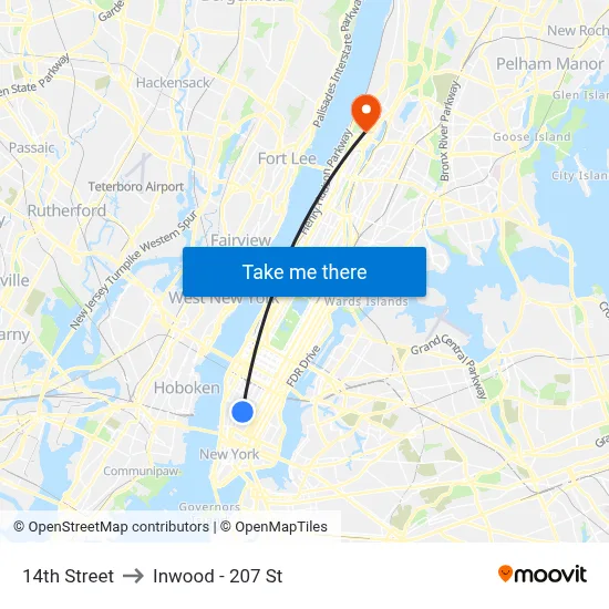 14th Street to Inwood - 207 St map