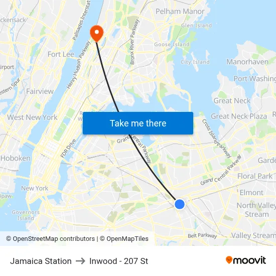 Jamaica Station to Inwood - 207 St map