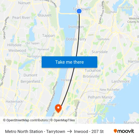 Metro North Station - Tarrytown to Inwood - 207 St map