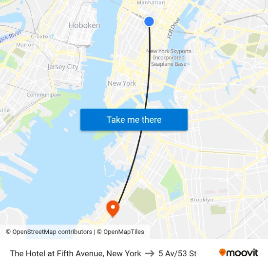 The Hotel at Fifth Avenue, New York to 5 Av/53 St map