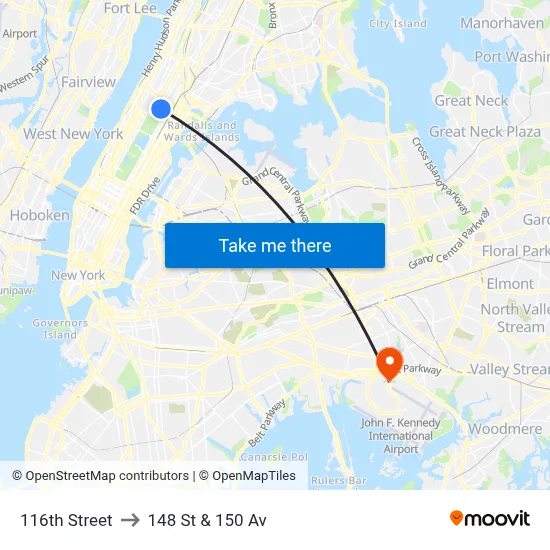 116th Street to 148 St & 150 Av map