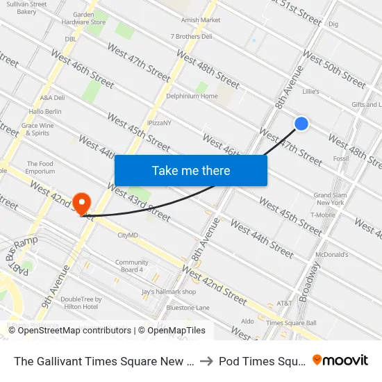 The Gallivant Times Square New York to Pod Times Square map