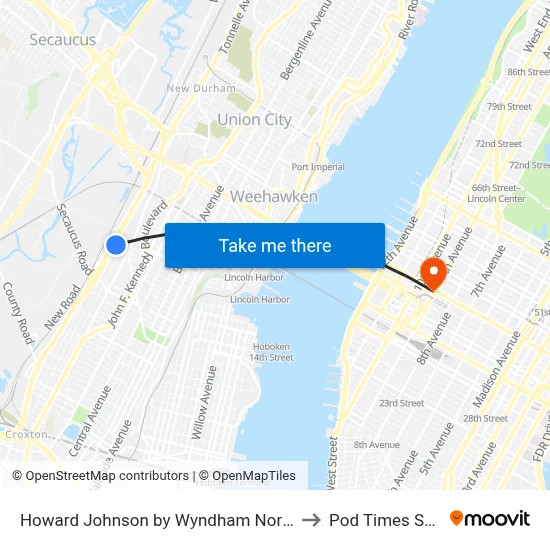 Howard Johnson by Wyndham North Bergen to Pod Times Square map