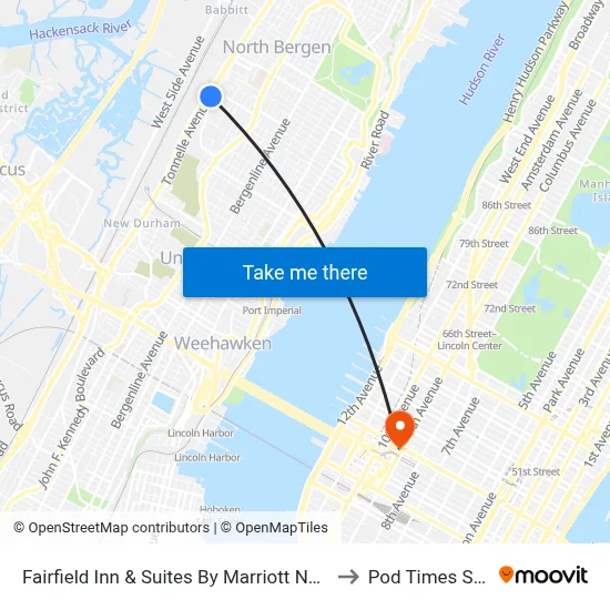 Fairfield Inn & Suites By Marriott North Bergen to Pod Times Square map