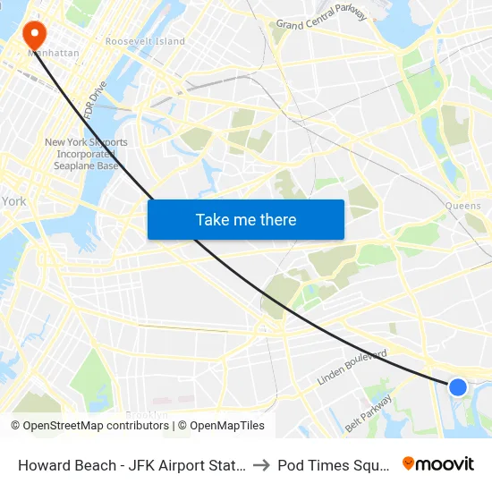 Howard Beach - JFK Airport Station to Pod Times Square map
