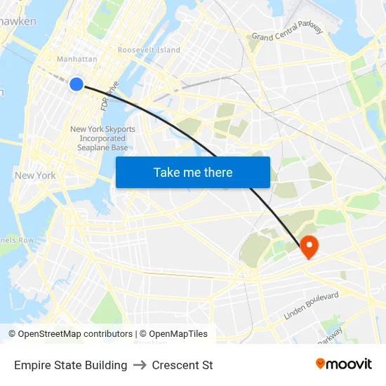 Empire State Building to Crescent St map