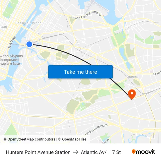 Hunters Point Avenue Station to Atlantic Av/117 St map