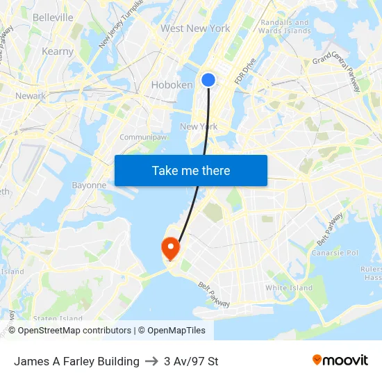 James A Farley Building to 3 Av/97 St map