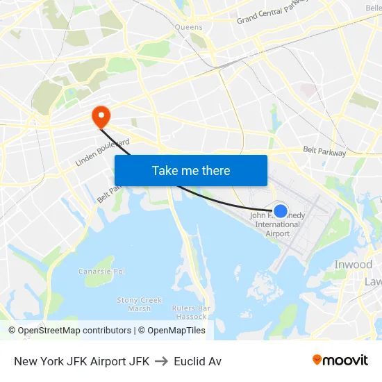 New York JFK Airport JFK to Euclid Av map