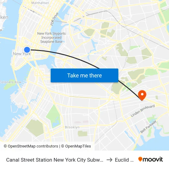 Canal Street Station New York City Subway to Euclid Av map