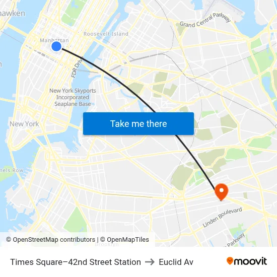 Times Square–42nd Street Station to Euclid Av map