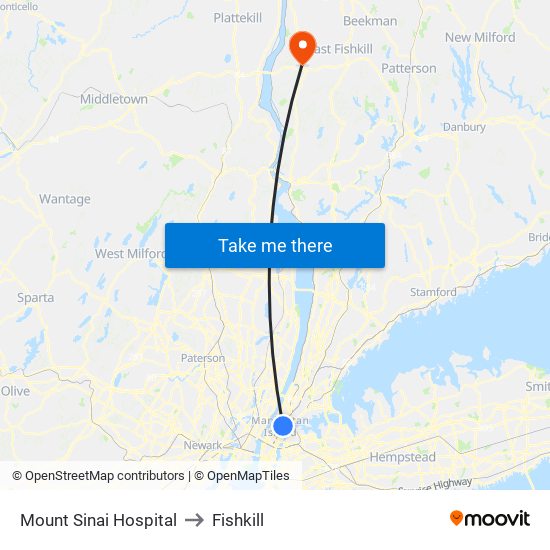 Mount Sinai Hospital to Fishkill map