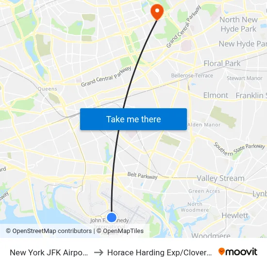 New York JFK Airport JFK to Horace Harding Exp / Cloverdale BL map