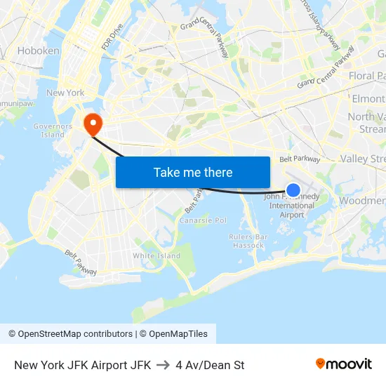 New York JFK Airport JFK to 4 Av/Dean St map