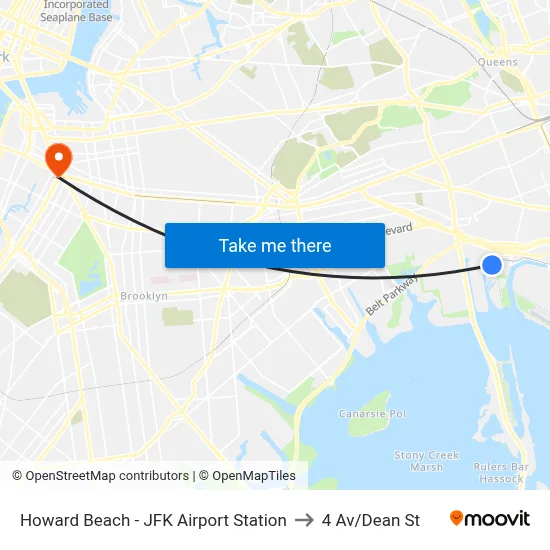 Howard Beach - JFK Airport Station to 4 Av/Dean St map