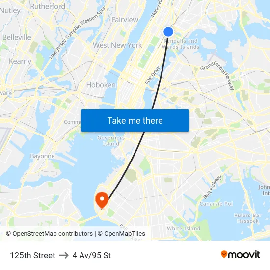 125th Street to 4 Av/95 St map