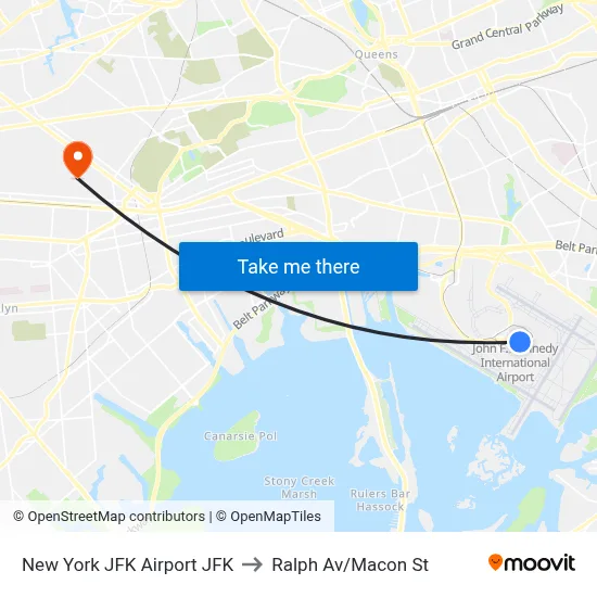 New York JFK Airport JFK to Ralph Av/Macon St map
