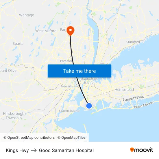 Kings Hwy to Good Samaritan Hospital map