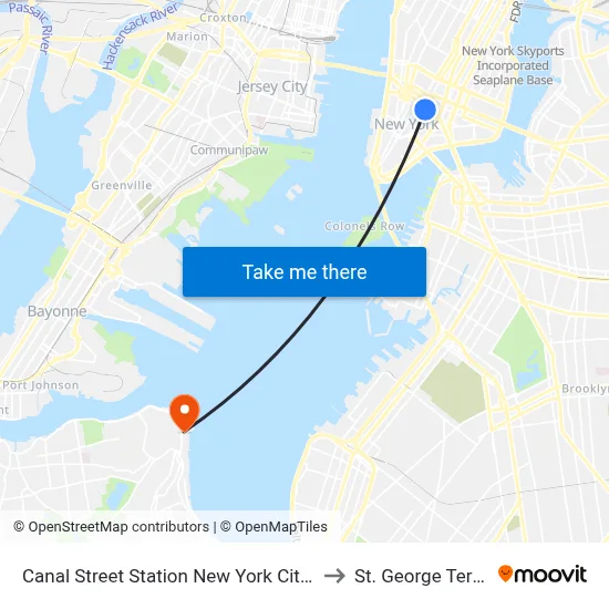 Canal Street Station New York City Subway to St. George Terminal map