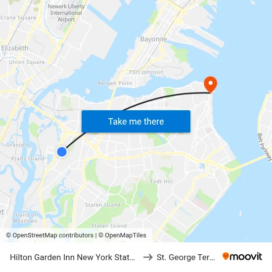 Hilton Garden Inn New York Staten Island to St. George Terminal map