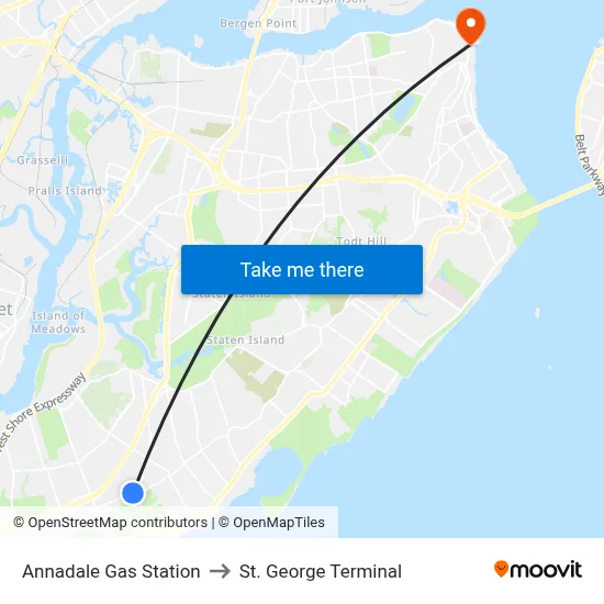 Annadale Gas Station to St. George Terminal map
