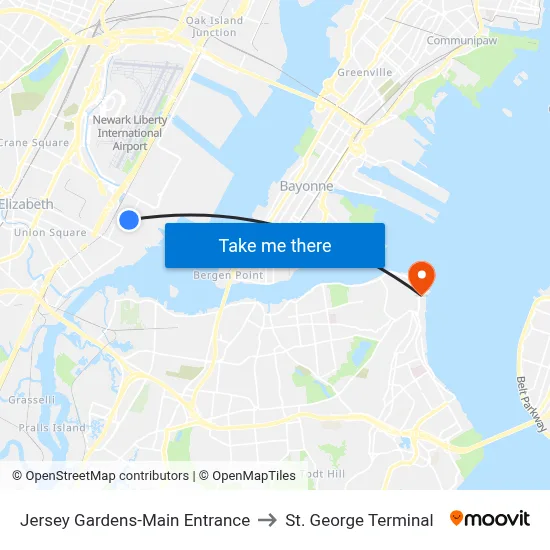 Jersey Gardens-Main Entrance to St. George Terminal map