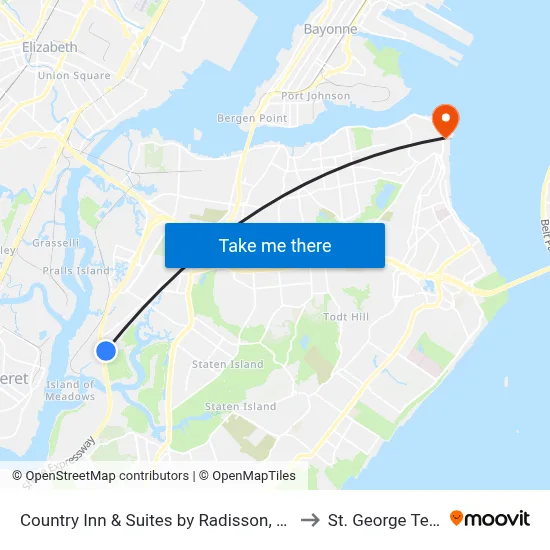 Country Inn & Suites by Radisson, Staten Island to St. George Terminal map