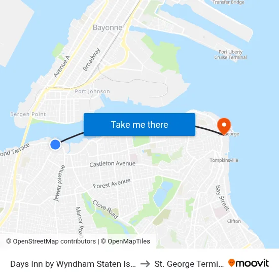 Days Inn by Wyndham Staten Island to St. George Terminal map