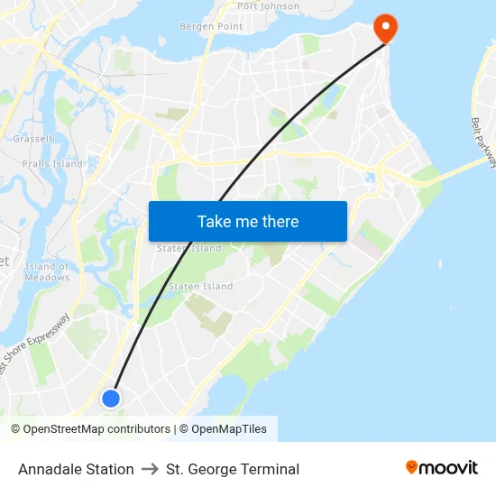 Annadale Station to St. George Terminal map