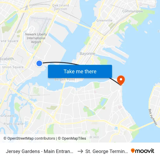 Jersey Gardens - Main Entrance to St. George Terminal map
