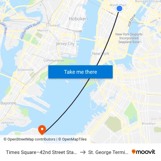 Times Square–42nd Street Station to St. George Terminal map