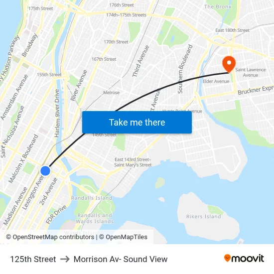 125th Street to Morrison Av- Sound View map