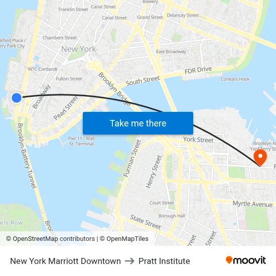 New York Marriott Downtown to Pratt Institute map