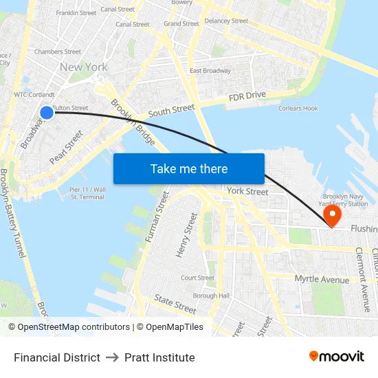 Financial District to Pratt Institute map