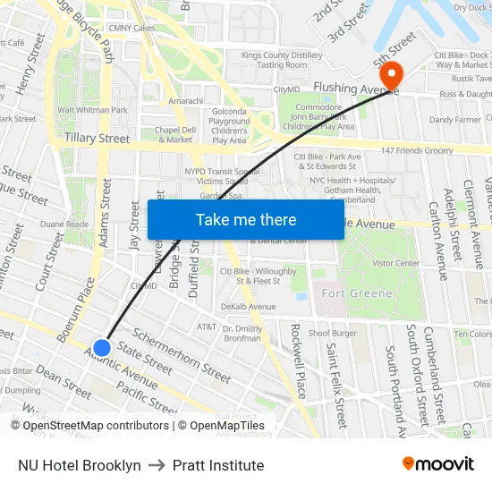 NU Hotel Brooklyn to Pratt Institute map