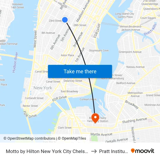 Motto by Hilton New York City Chelsea to Pratt Institute map