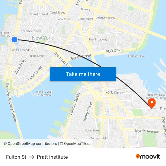 Fulton St to Pratt Institute map