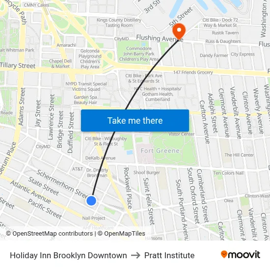 Holiday Inn Brooklyn Downtown to Pratt Institute map